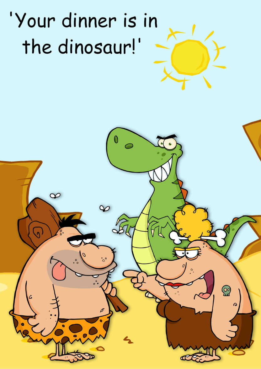 Caveman Couple Humorous Card Front - card made with Crafty Bob's Card Creator