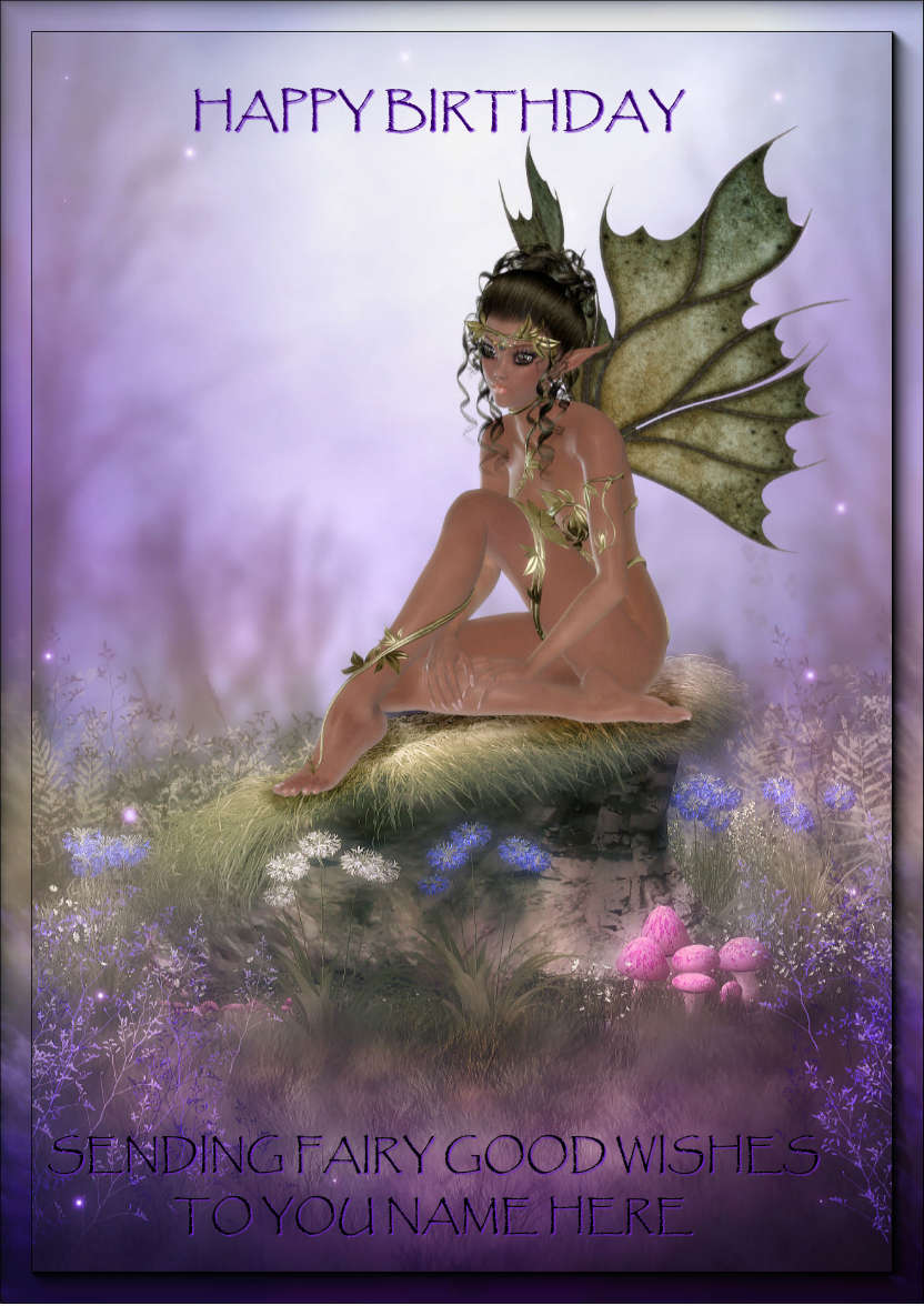 Thoughtful Fairy on a Hill - card made with Crafty Bob's Card Creator