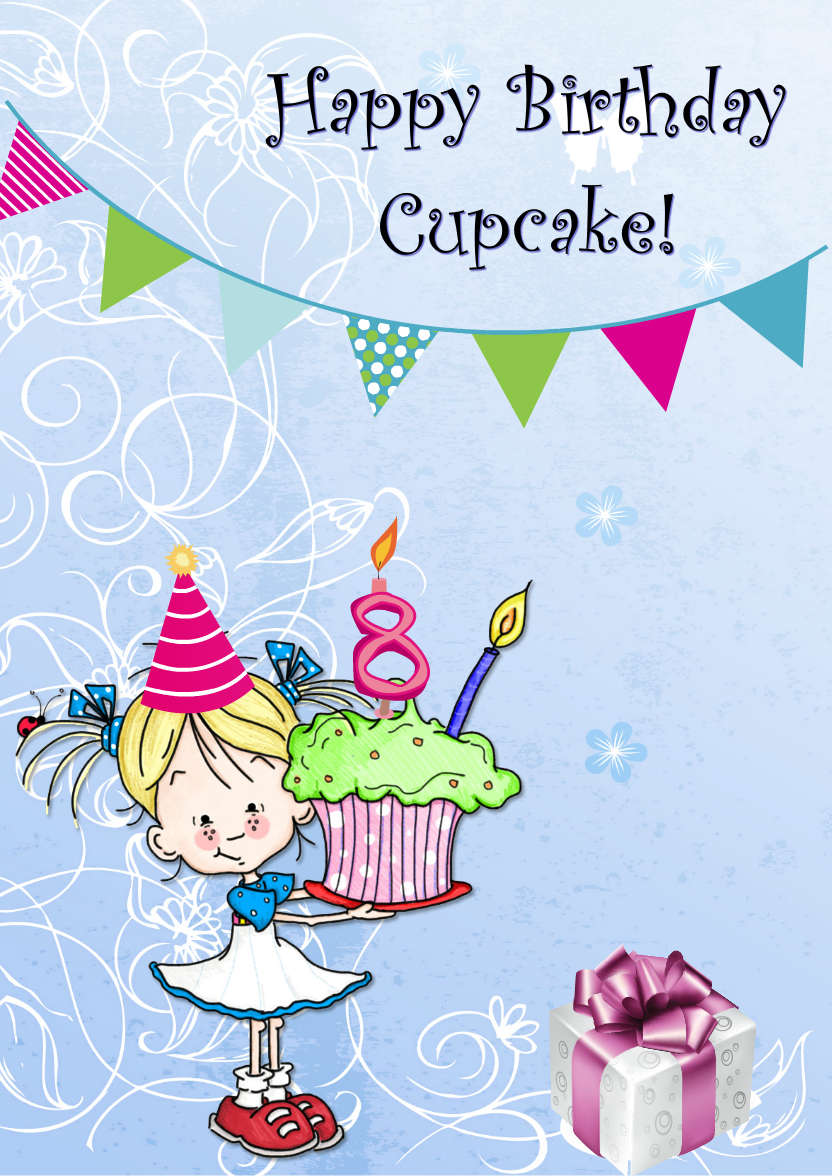 Birthday Cupcake Female Card Front - card made with Crafty Bob's Card Creator