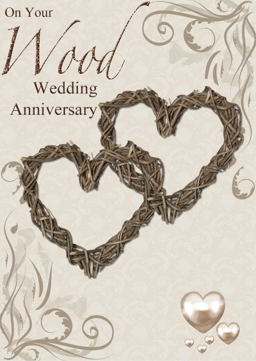 Wood Wedding Anniversary Hearts Entwined Card - card made with Crafty Bob's Card Creator