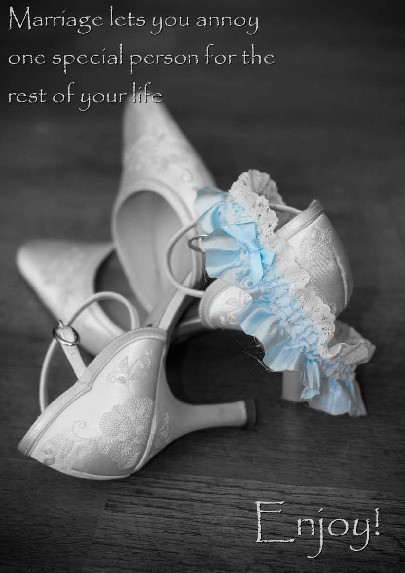 Wedding Shoes Humorous Card Front - card made with Crafty Bob's Card Creator