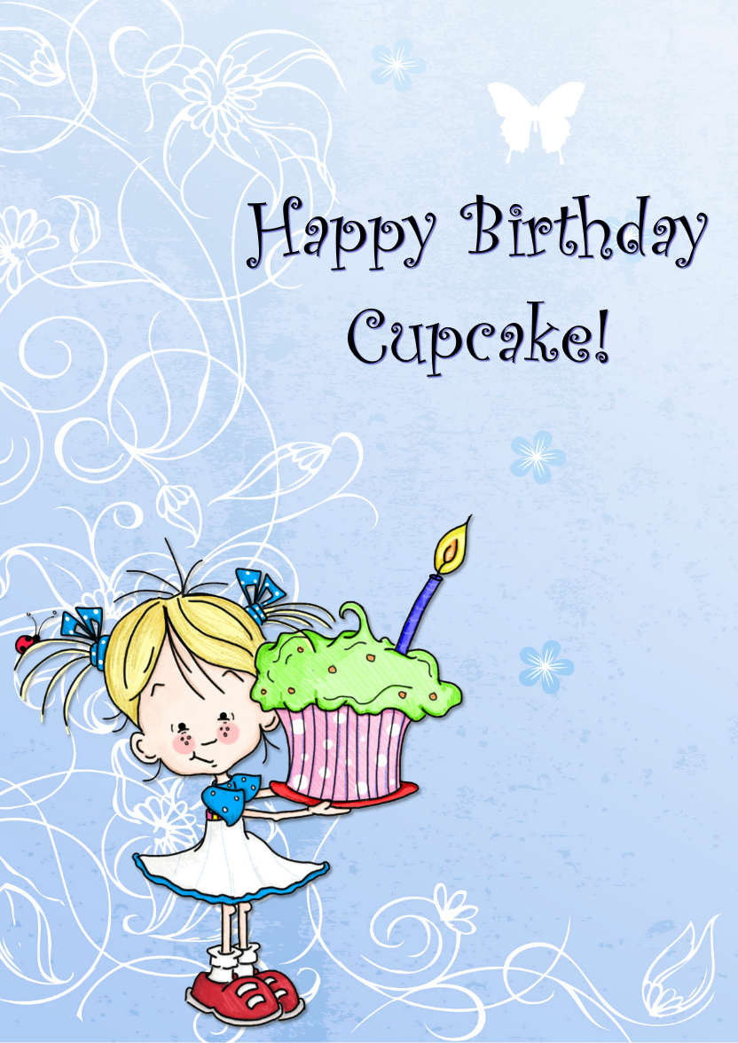 Birthday Cupcake Female Card Front - card made with Crafty Bob's Card Creator