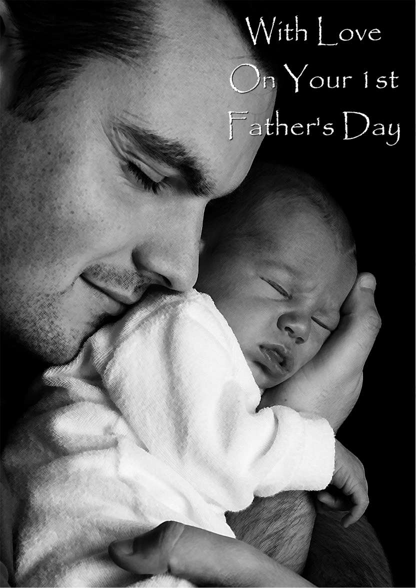 Black and White Father and Baby Card - card made with Crafty Bob's Card Creator