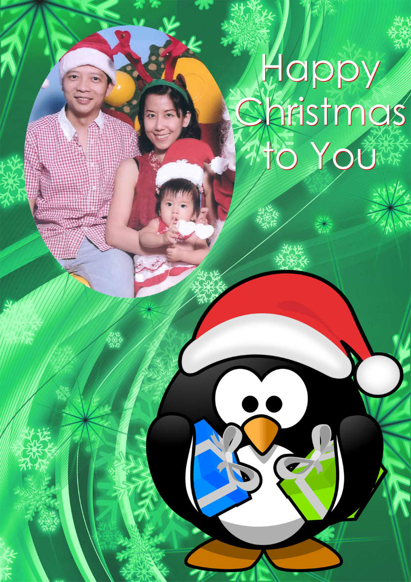 Christmas Penguin Aperture Card - card made with Crafty Bob's Card Creator