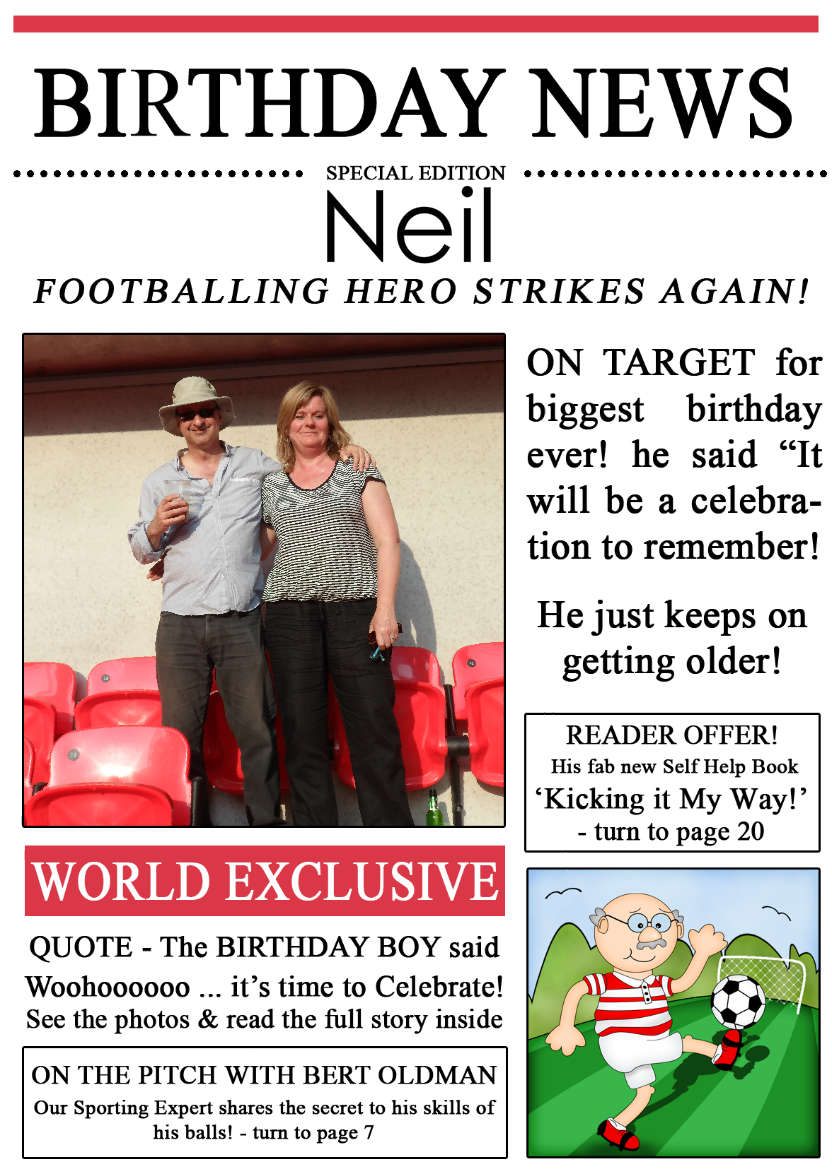 Football News Birthday Photo Upload Card - card made with Crafty Bob's Card Creator