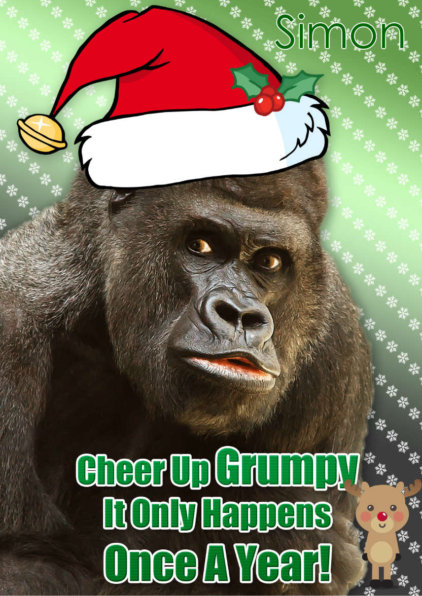 Grumpy Gorilla Christmas Card - card made with Crafty Bob's Card Creator