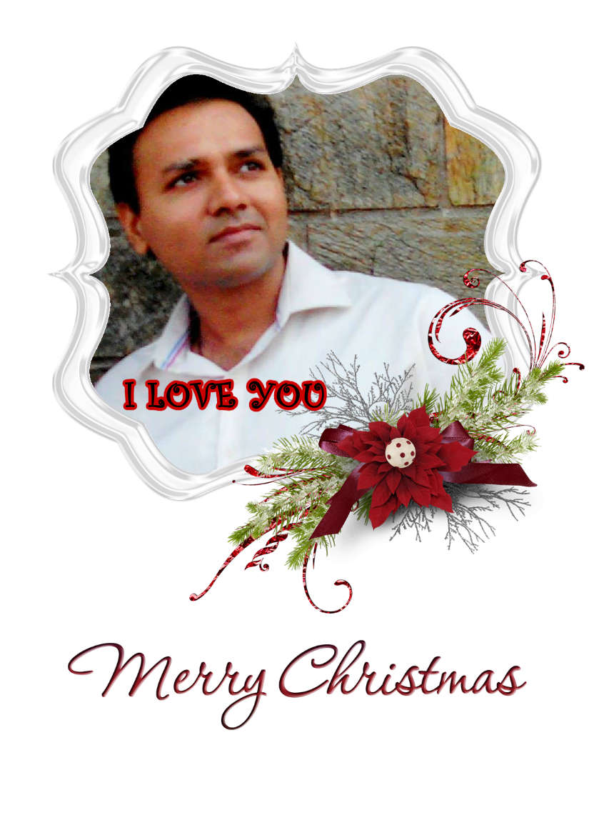 Frosted Poinsettia Frame - card made with Crafty Bob's Card Creator