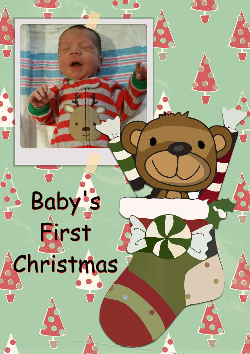 Baby's First Christmas Stocking - card made with Crafty Bob's Card Creator