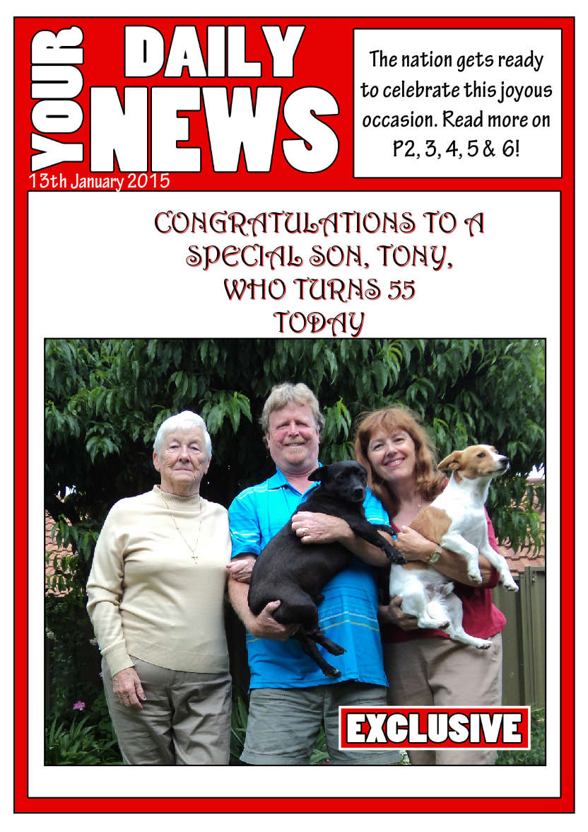 Your Daily News Spoof Newspaper Card Front - card made with Crafty Bob's Card Creator