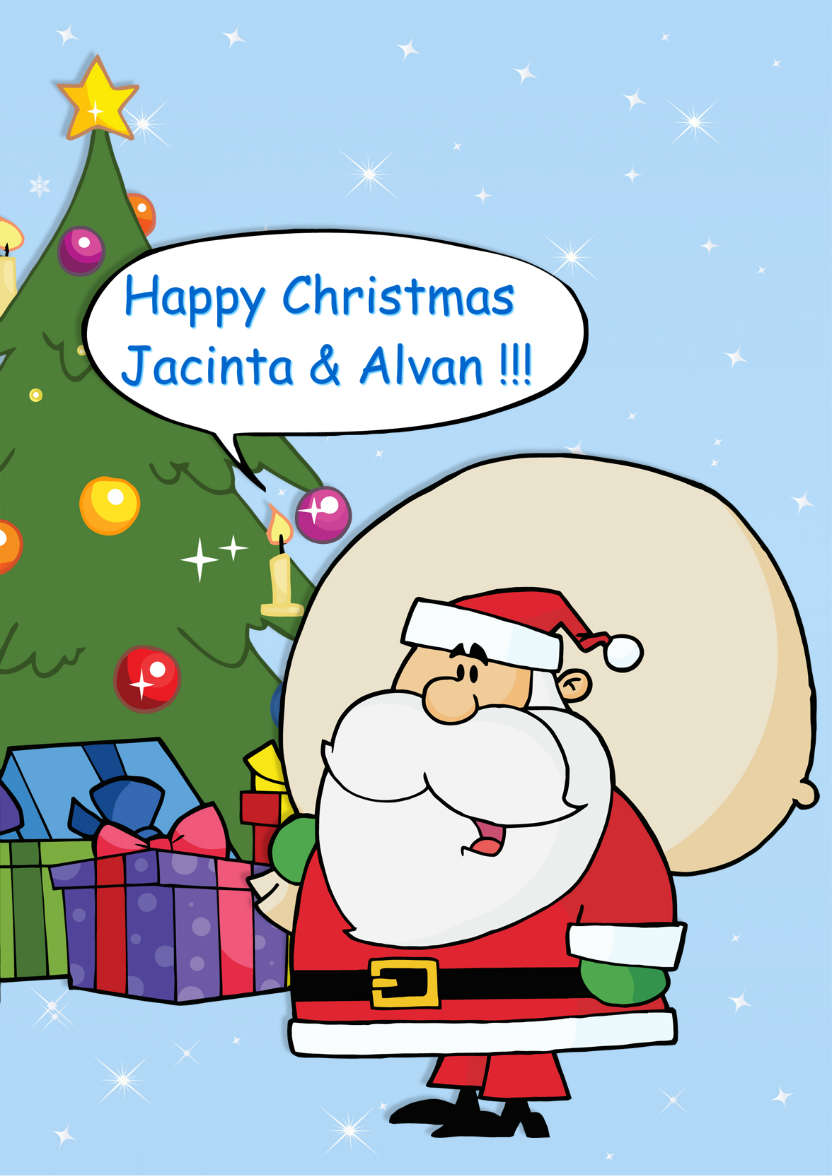 Santa by the Christmas Tree - card made with Crafty Bob's Card Creator
