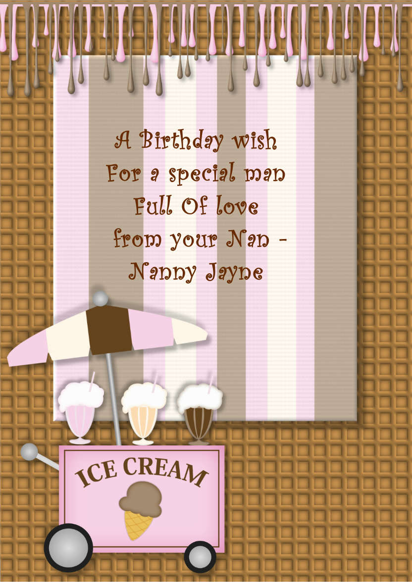 Ice Cream Birthday Insert - card made with Crafty Bob's Card Creator