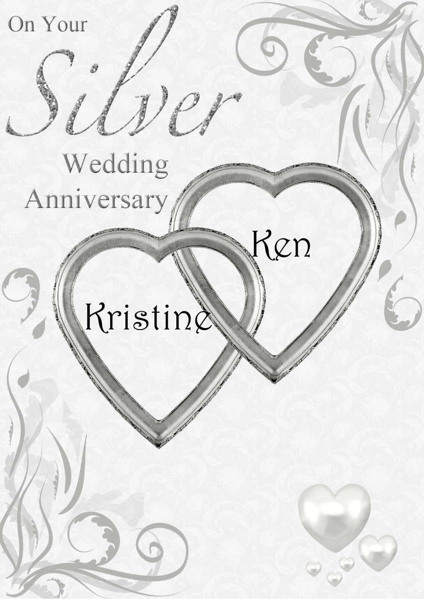 Silver Wedding Anniversary Hearts Entwined Card - card made with Crafty Bob's Card Creator