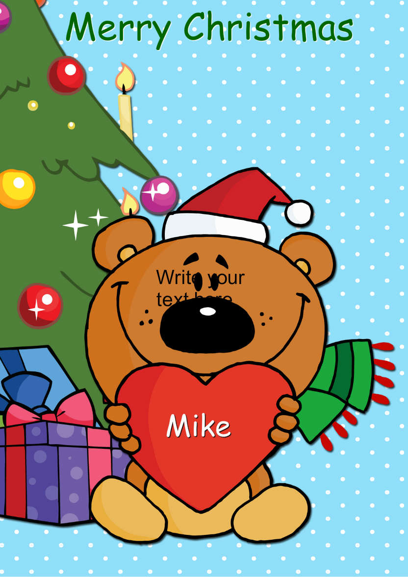 Christmas Bear Holding a Heart - card made with Crafty Bob's Card Creator