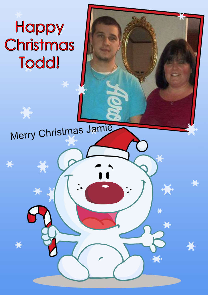 Christmas Carotton Polar Bear Photo Card - card made with Crafty Bob's Card Creator