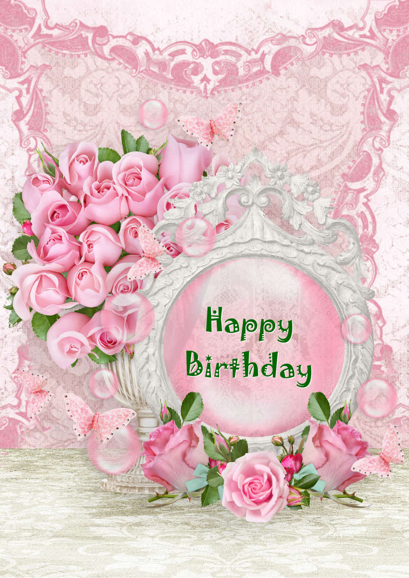 Lace and Roses Card Front - card made with Crafty Bob's Card Creator