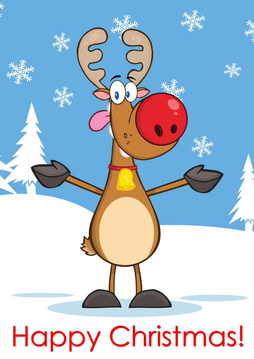 Cartoon Rudolph - card made with Crafty Bob's Card Creator
