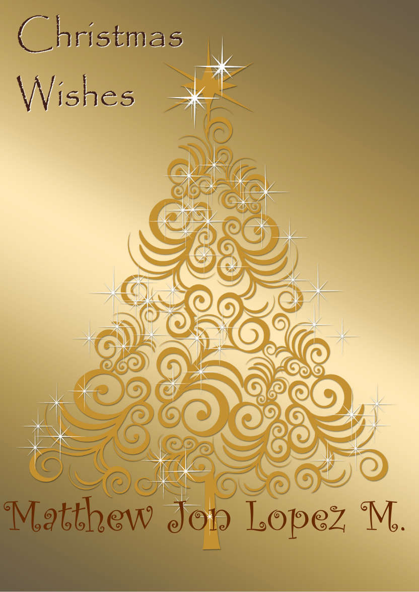 Gold Swirly Christmas Tree - card made with Crafty Bob's Card Creator