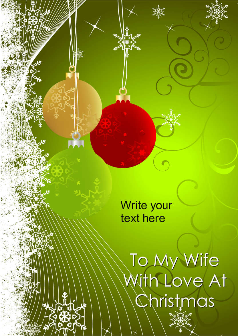 Beautiful Baubles Green Christmas Card Front - card made with Crafty Bob's Card Creator