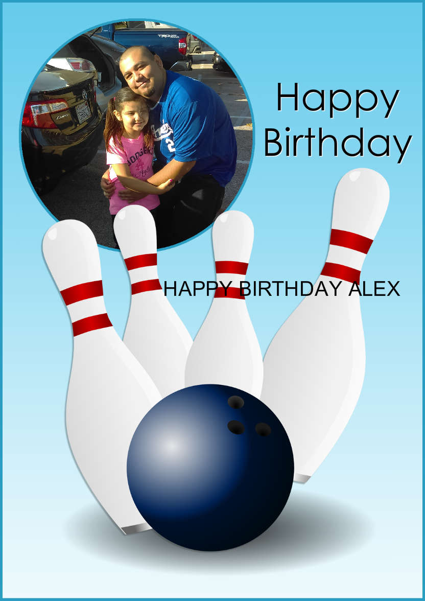 Ten Pin Bowling Aperture Card - card made with Crafty Bob's Card Creator