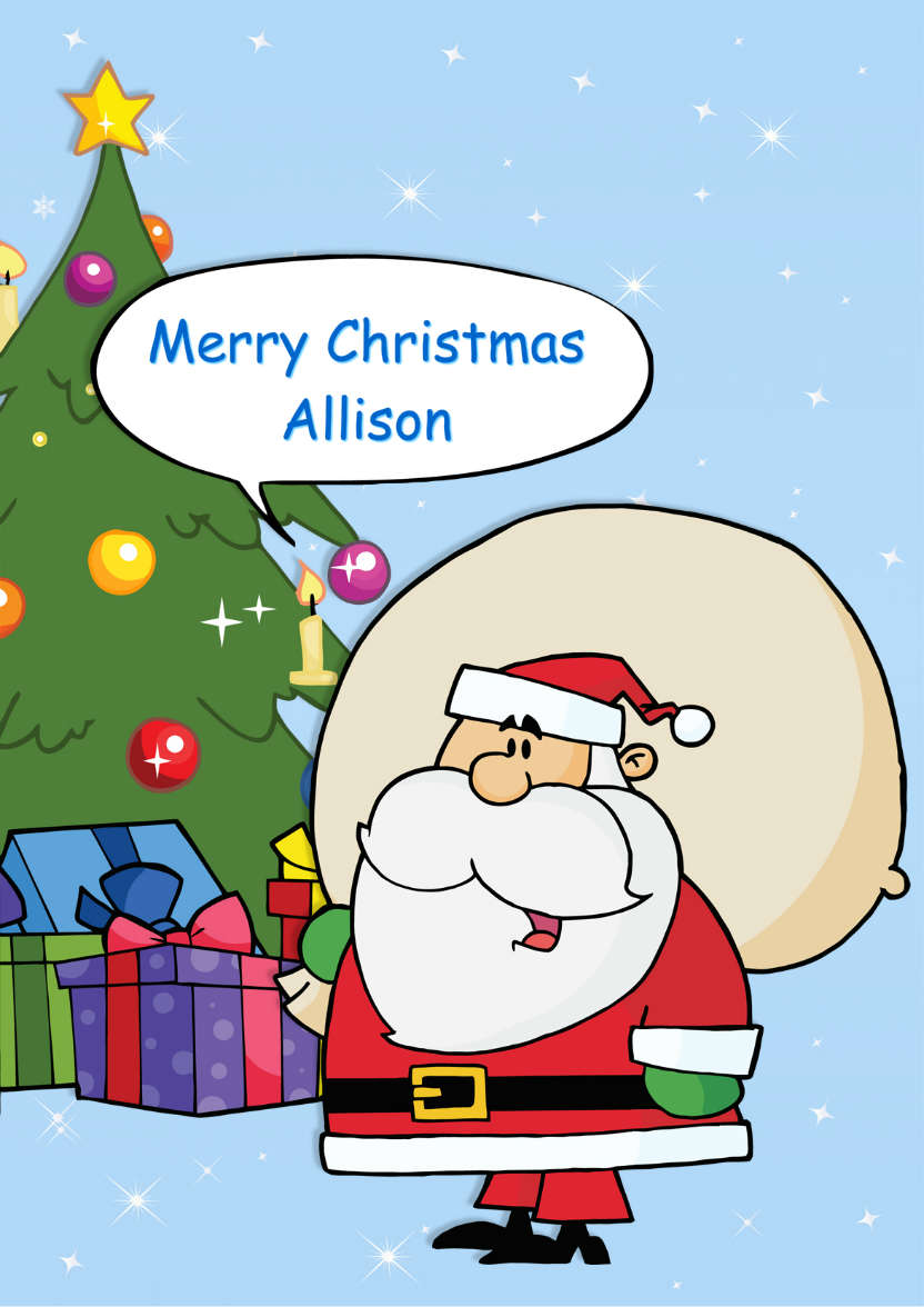 Santa by the Christmas Tree - card made with Crafty Bob's Card Creator