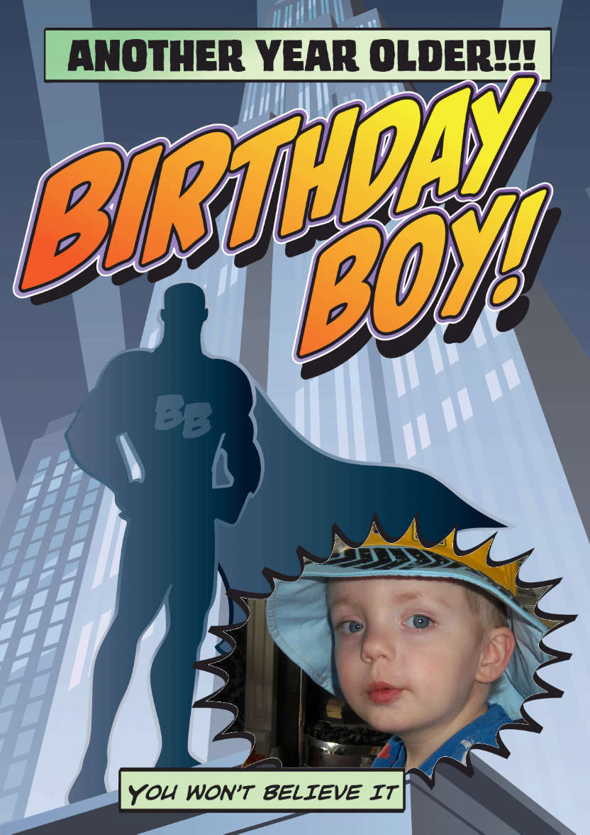 Birthday Boy - card made with Crafty Bob's Card Creator
