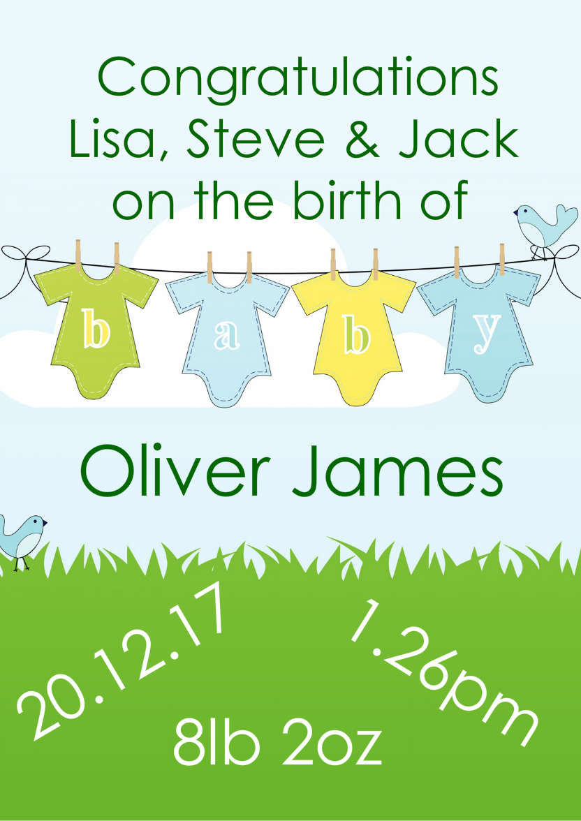 Washing Line New Baby Boy - card made with Crafty Bob's Card Creator