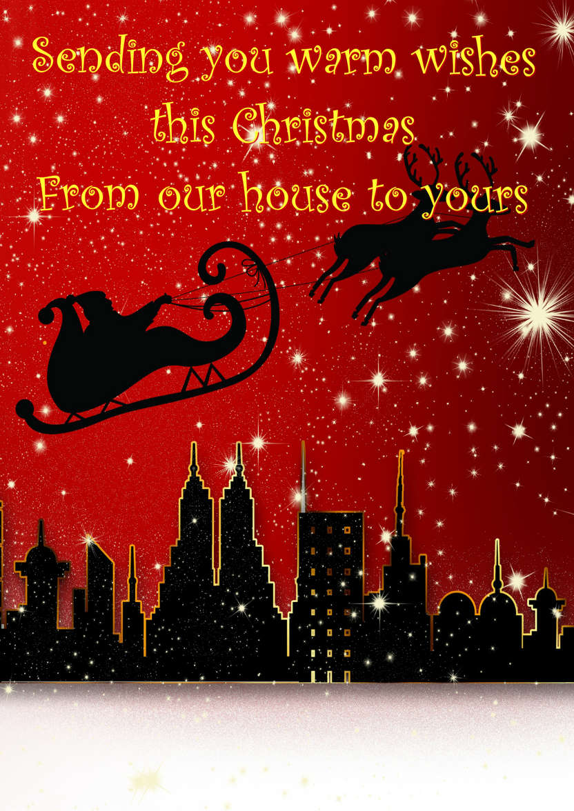 Christmas Silhouette City Scene - card made with Crafty Bob's Card Creator
