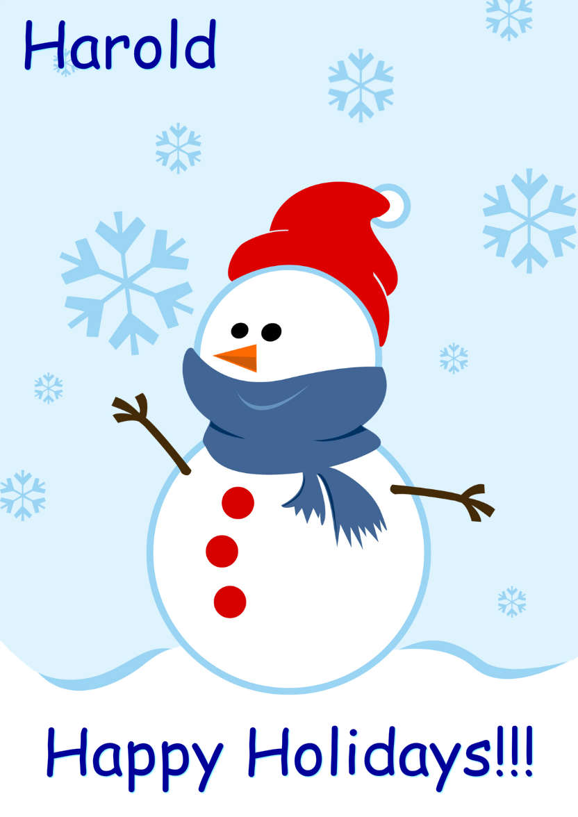 Cute Snowman with Snowflakes - card made with Crafty Bob's Card Creator