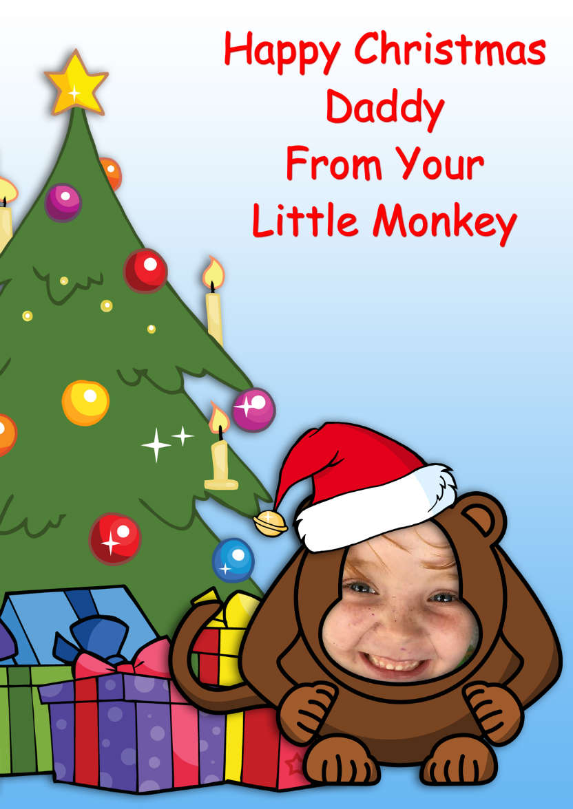 Little Monkey Christmas Photo Card - card made with Crafty Bob's Card Creator