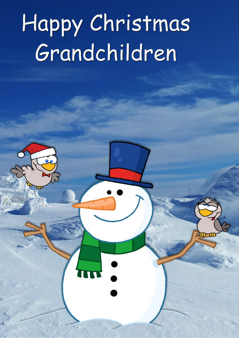 Snowman with Love Birds - card made with Crafty Bob's Card Creator