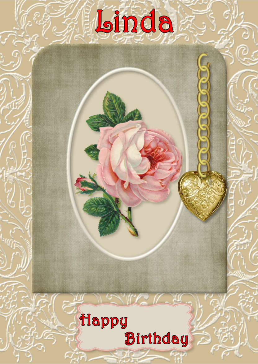 Framed Pink Rose - card made with Crafty Bob's Card Creator