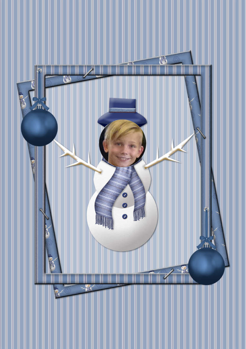 Blue Snowman Photo Card - card made with Crafty Bob's Card Creator