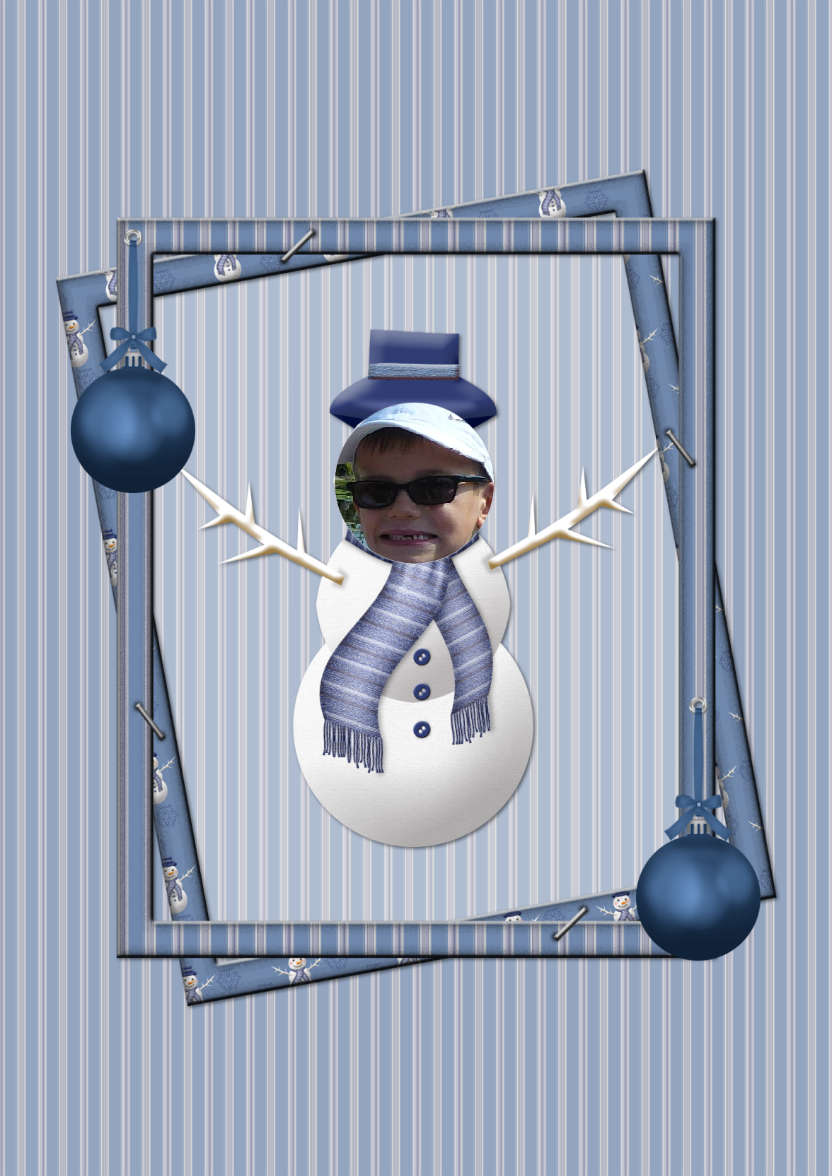 Blue Snowman Photo Card - card made with Crafty Bob's Card Creator