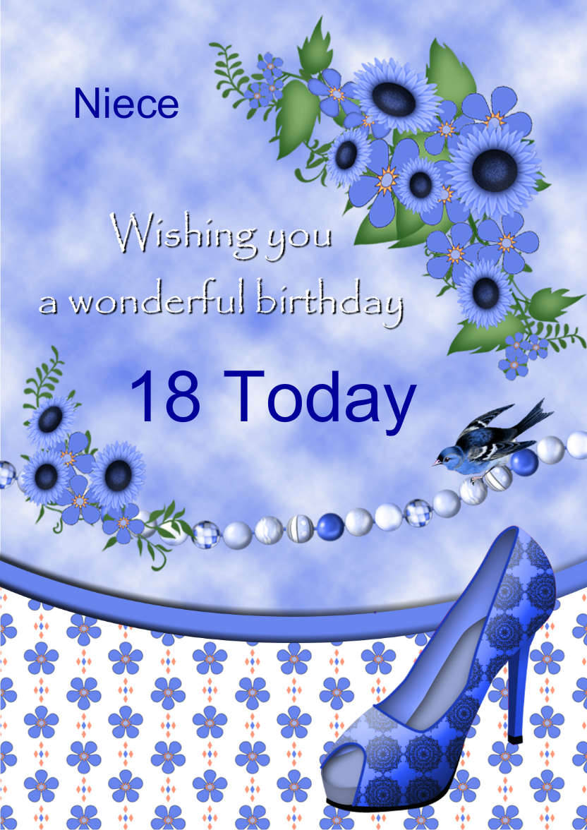Blue Flowers Birthday Card - card made with Crafty Bob's Card Creator