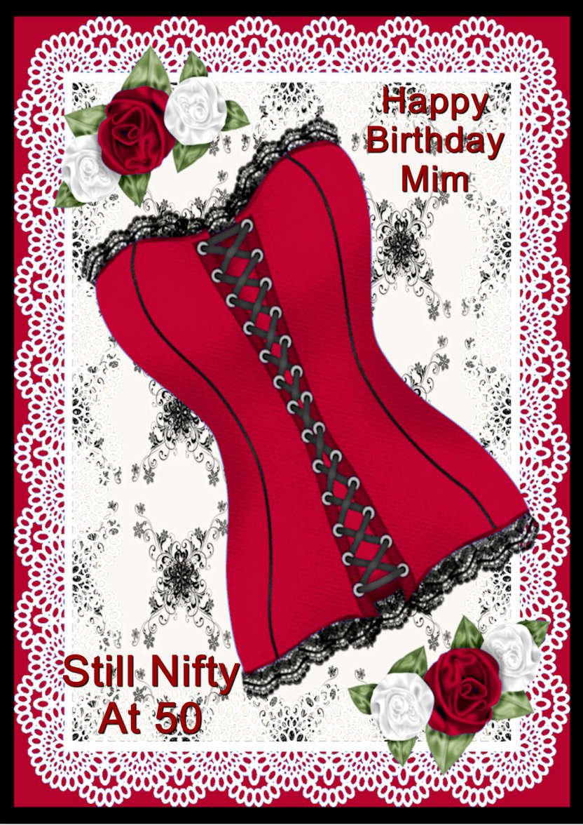 Red Hot Corset - card made with Crafty Bob's Card Creator