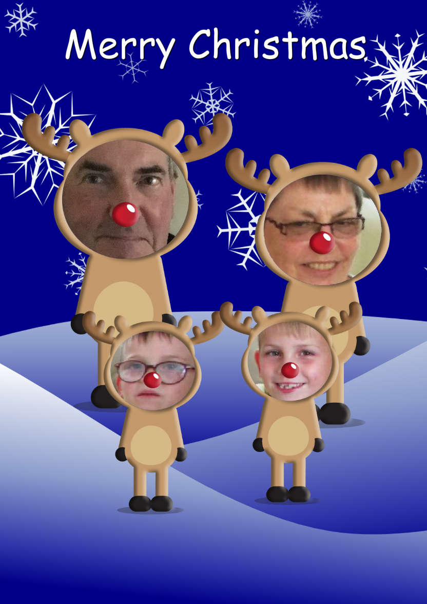 Reindeer Family Photo Card - card made with Crafty Bob's Card Creator