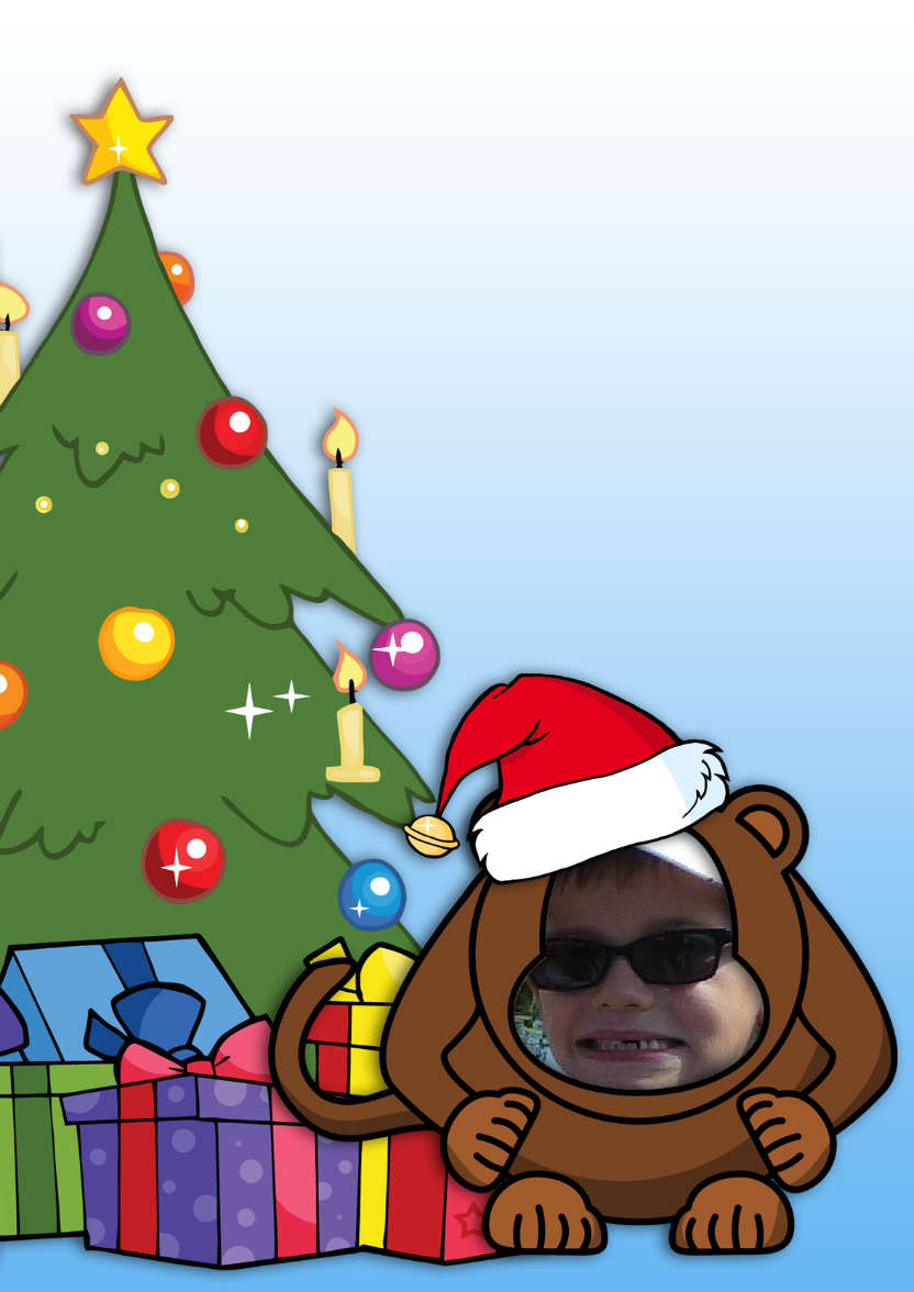 Little Monkey Christmas Photo Card - card made with Crafty Bob's Card Creator
