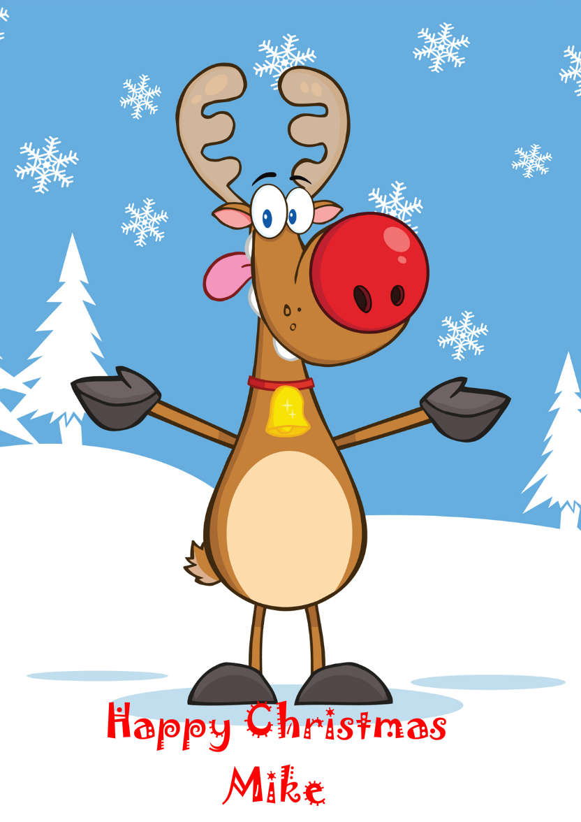 Cartoon Rudolph - card made with Crafty Bob's Card Creator