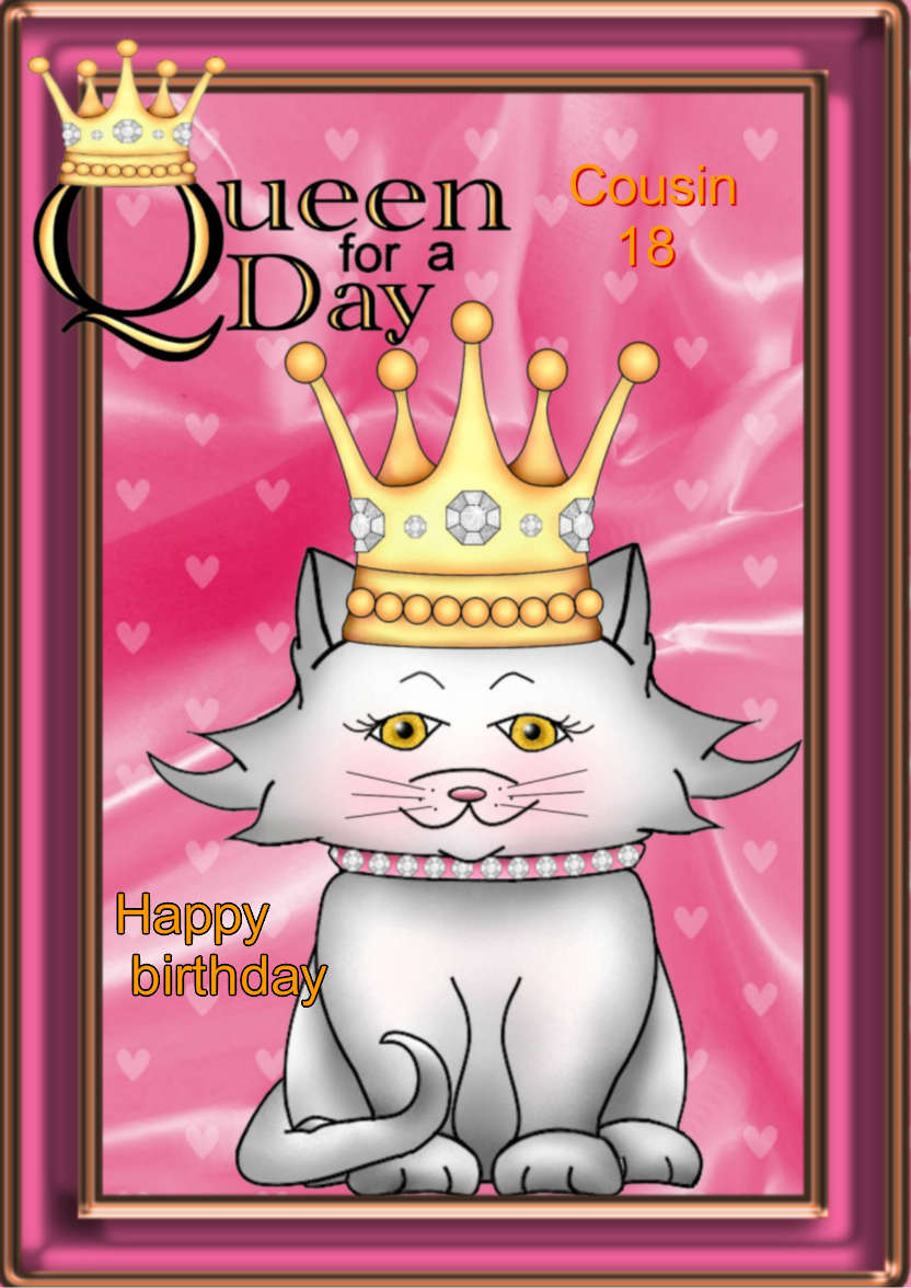 Queen for a Day Cat - card made with Crafty Bob's Card Creator