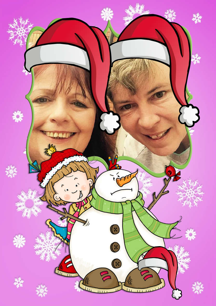 Naughty Sally and Her Snowman - card made with Crafty Bob's Card Creator