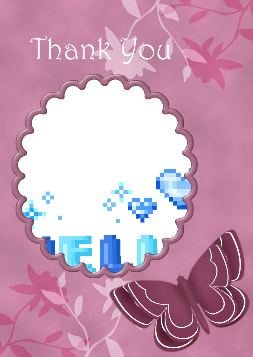 Thank You - Butterfly and Flowers - card made with Crafty Bob's Card Creator