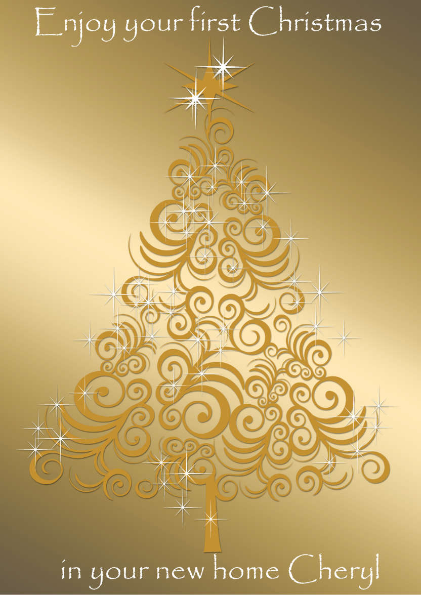 Gold Swirly Christmas Tree - card made with Crafty Bob's Card Creator