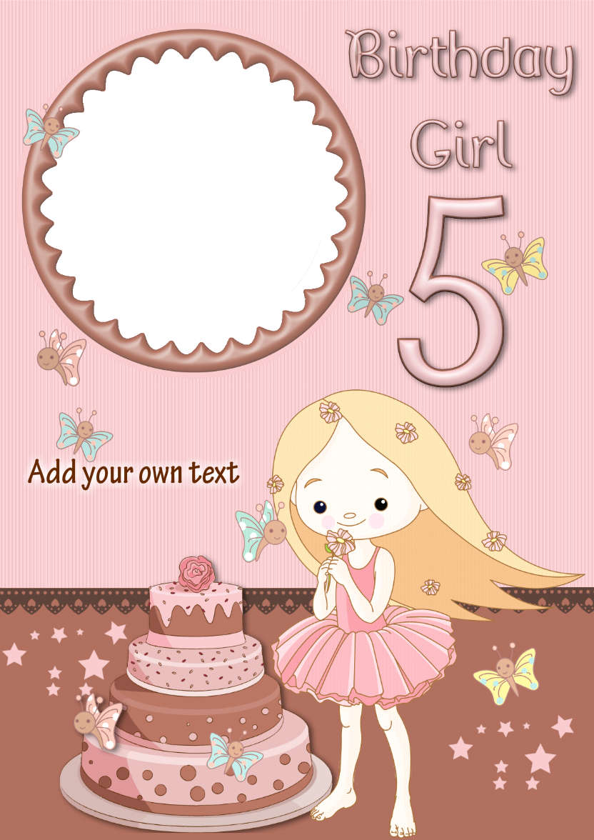 Happy 5th Birthday Girl - card made with Crafty Bob's Card Creator