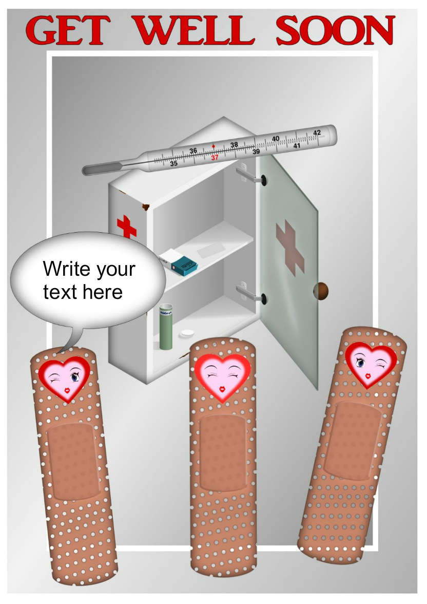 Bandaid -get Well - card made with Crafty Bob's Card Creator