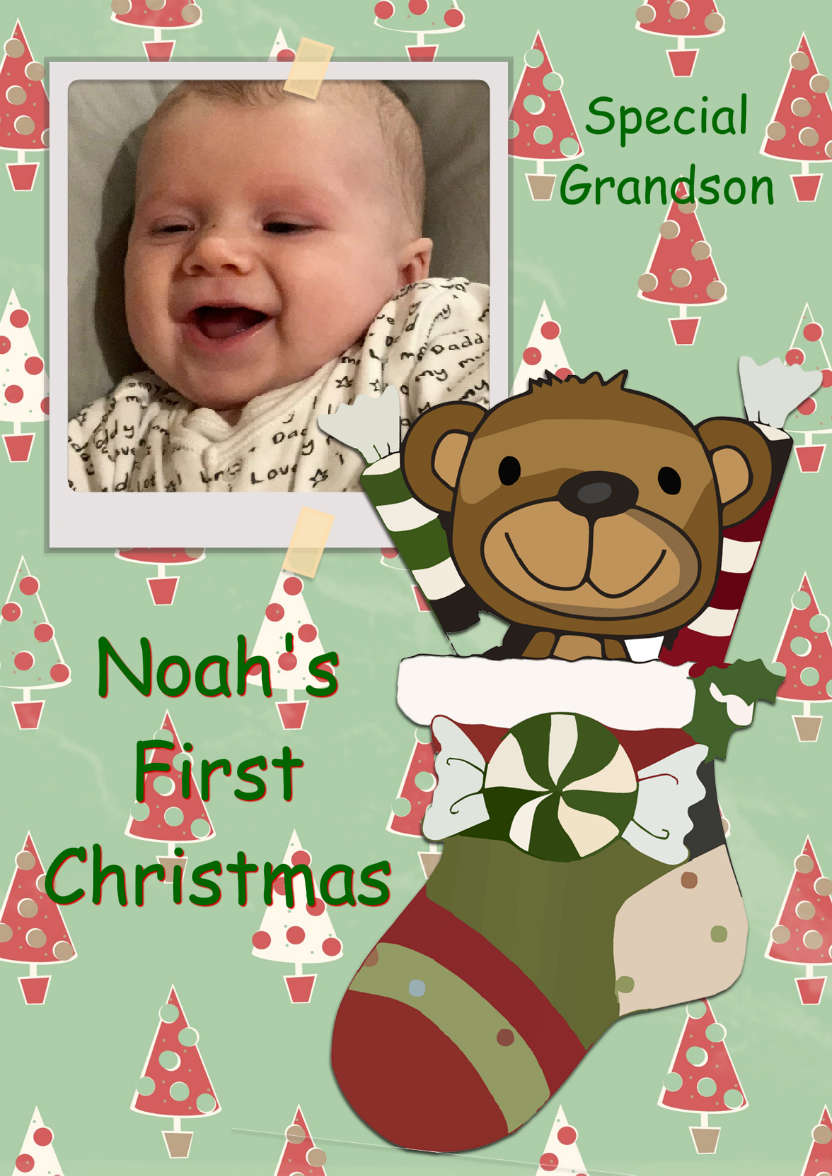 Baby's First Christmas Stocking - card made with Crafty Bob's Card Creator