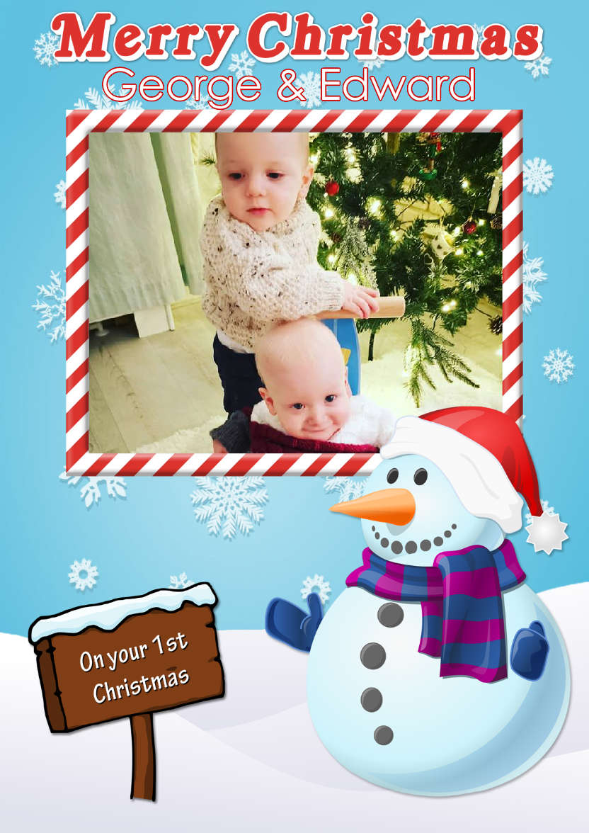 Snowman Photo Card with Sign - card made with Crafty Bob's Card Creator
