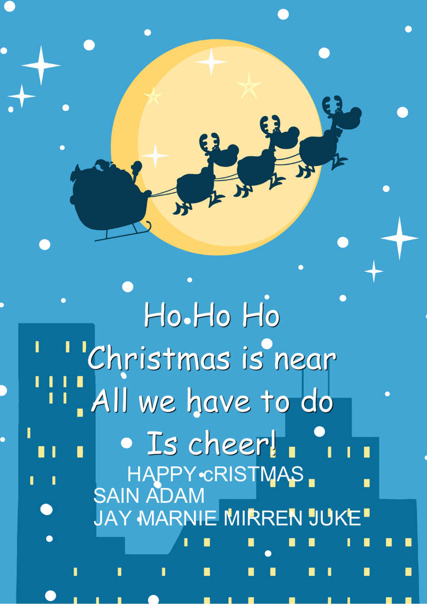 Cartoon Christmas Night Scene - card made with Crafty Bob's Card Creator