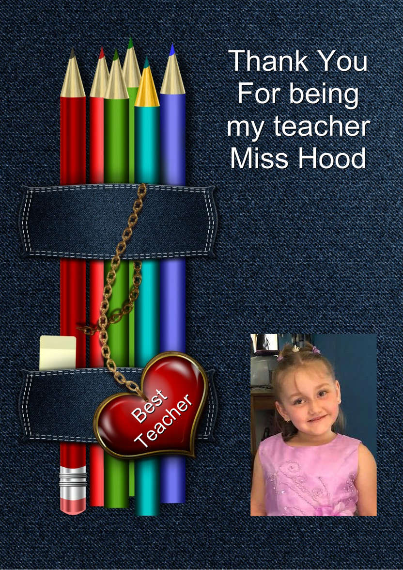 Jeans and Pencils Thank You Teacher Card - card made with Crafty Bob's Card Creator