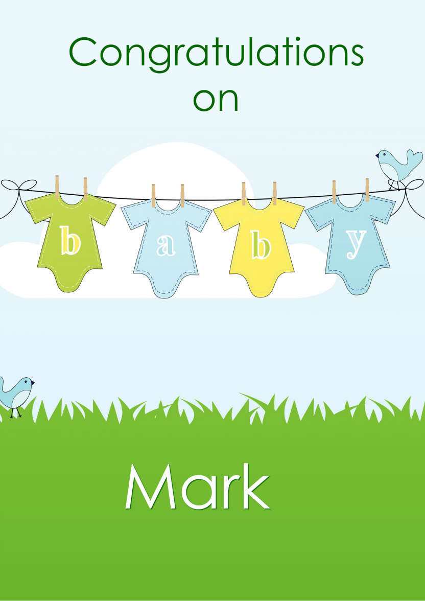 Washing Line New Baby Boy - card made with Crafty Bob's Card Creator