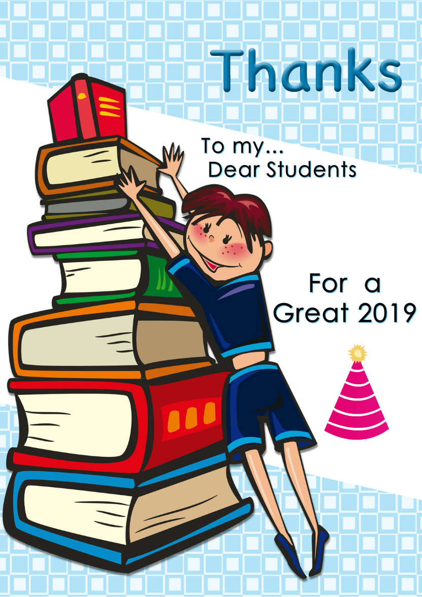 Boy with Books Thank You Teacher Card - card made with Crafty Bob's Card Creator